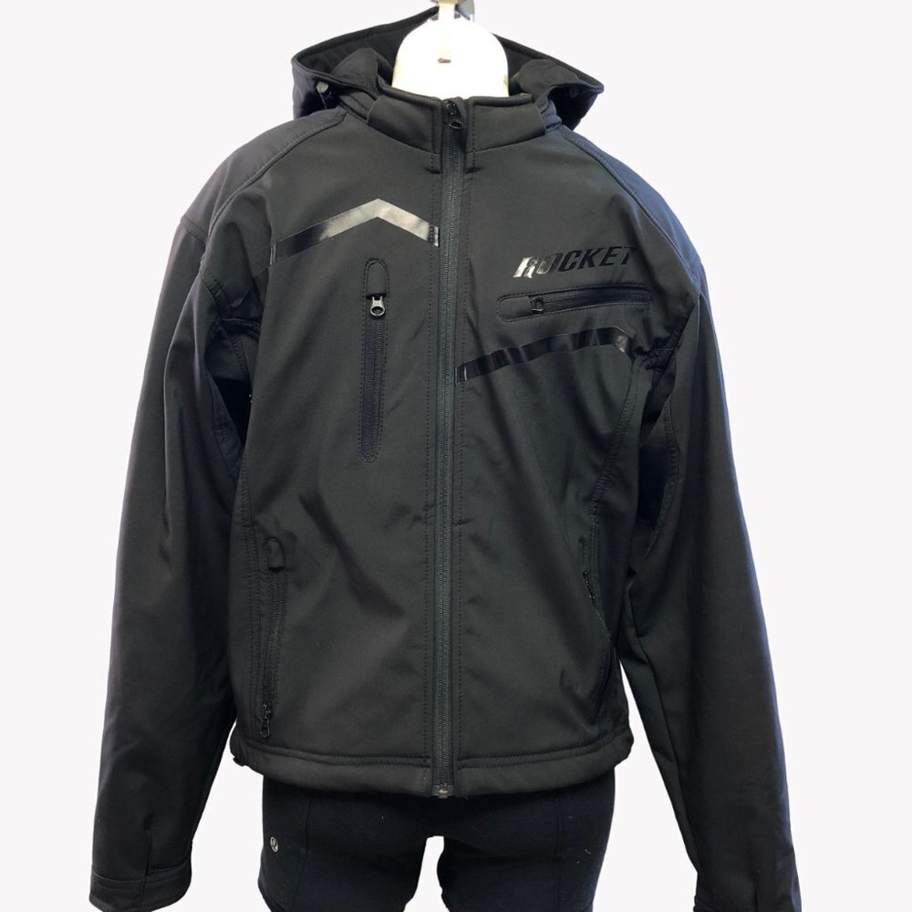 Joe Rocket Black Textile Fully Armored Motorcycle Jacket w/Removable Hood Small